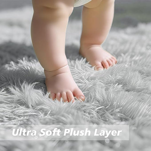 9x12 Fluffy Area Rugs for Living Room,Large Fuzzy Shag Area Rug for Bedroom,Grey Soft Non-Shedding Indoor Plush Carpet for Kids Bedroom Nursery Home Decor