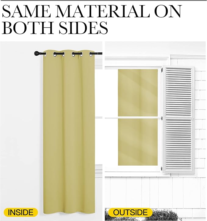 NICETOWN Blackout Curtain Panels for Bedroom, 2 Panels, W42 x L60 inches, Paler Yellow, Thermal Insulated Grommet Top Blackout Draperies and Drapes