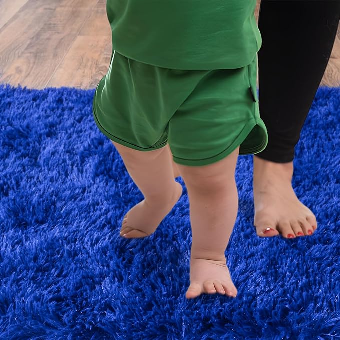 Soft Runner Rugs for Bedroom Hallways, 2x4 Royal Blue Fluffy Shag Throw Area Rug Non Slip for Bedside Dorm, Long Shaggy Furry Carpet for Nursery Living Room