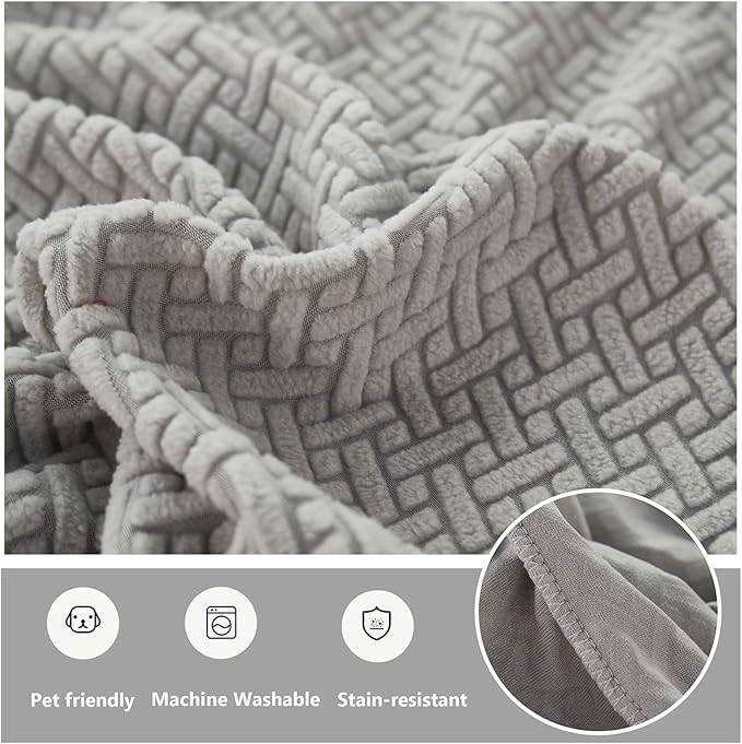 Couch Cushion Covers for Sofa Couch Covers Wear-Resistant Universal Sofa Cover Washable Stretch for Sectional Slipcovers (Texture-Light Gray,Extra Large Single Seat Cover)