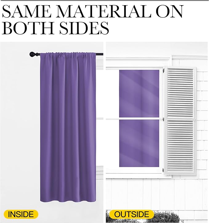 NICETOWN RV Blackout Curtains for Camper Windows, Lilac Purple, 29" Wide by 50" Long, 2 PCs, Short Blackout Curtains & Drapes, Thermal Insulated Blackout Curtain Panels for Kids Room, Play Room