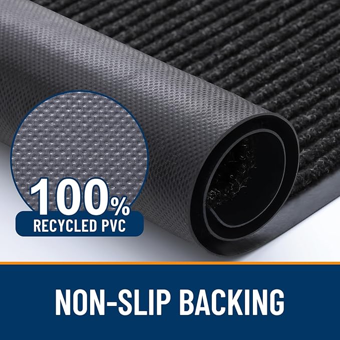 OLANLY Front Door Mat Indoor Outdoor Entrance, 2-Pack 71 x 47 Inch, Waterproof Heavy Duty Doormat, Fade Resistant, Low Profile, Easy Clean Patio Porch Welcome Floor Mats for Entry, Off-Black