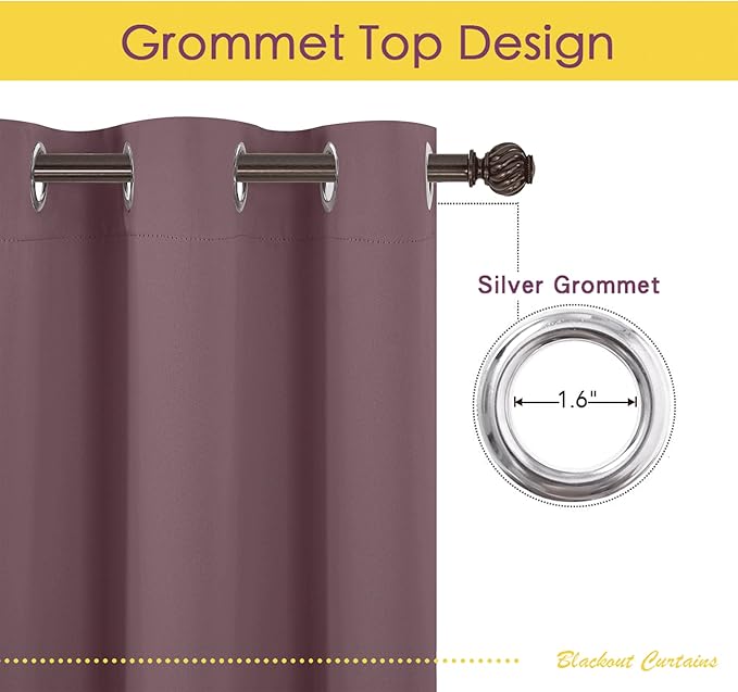 NICETOWN Room Darkening Draperies Window Curtain Panels, Dry Rose, 2 Panels, W60 x L84 -inch, Thermal Insulated Grommet Room Darkening Curtains for Bedroom