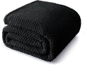 Whale Flotilla Twin Size Fuzzy Fleece Blanket for Bed, 60x80 Inch Fluffy Warm Soft Jacquard Blankets for All Season, Lightweight and Cozy, Black