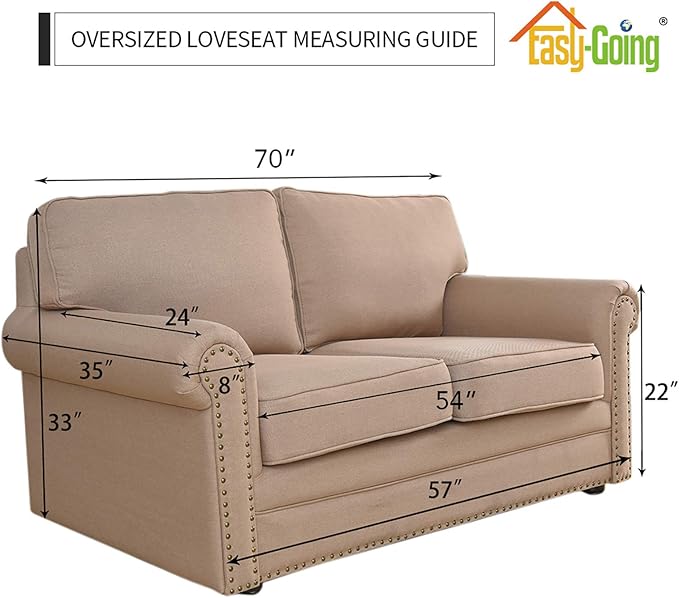 Easy-Going Stretch Oversized Loveseat Slipcover 1-Piece Sofa Cover Furniture Protector Couch Soft with Elastic Bottom for Kids Polyester Spandex Jacquard Fabric Small Checks Olive Green