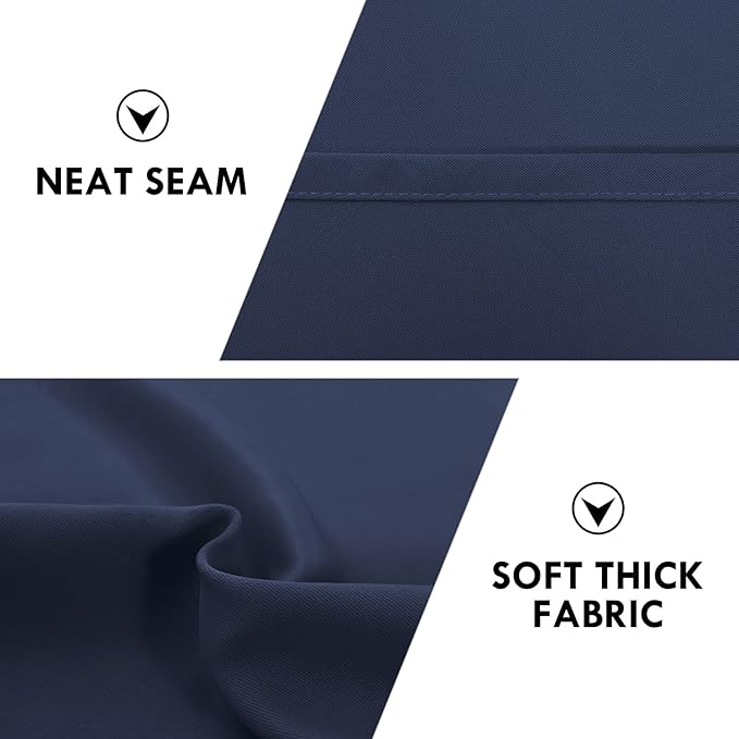 DWCN Navy Room Darkening Blackout Curtains - Thermal Insulated Privacy Energy Saving Window Curtain Drapes 42 x 54 inch Length, Set of 2 Bedroom Living Room Curtains