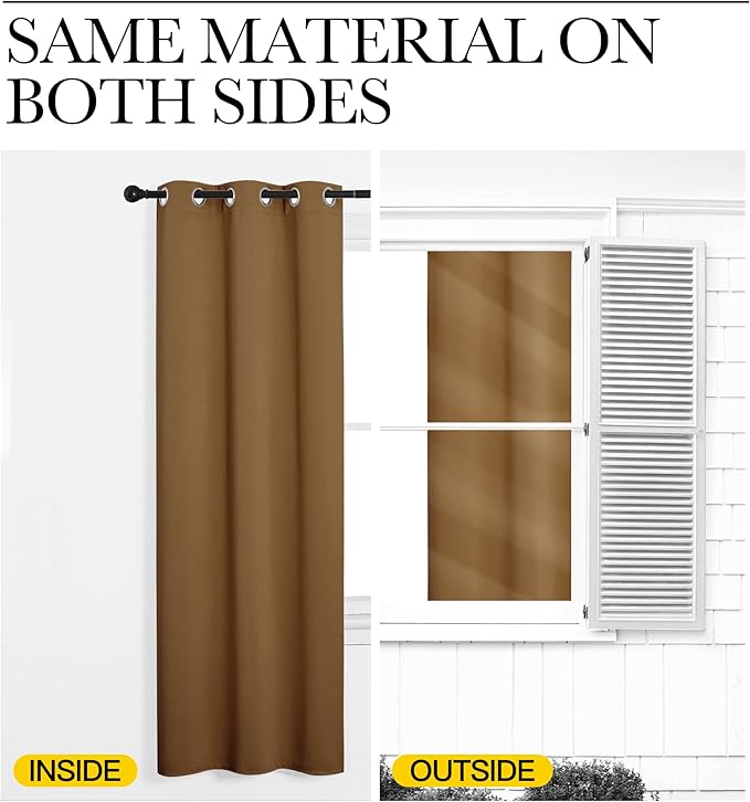 NICETOWN Sleek Blackout Curtains 68 inches Length for Small Windows, Noise Reducing and Block Draft Panels for Door Doorway Laundry Office Luxury Decor Theme (2 Panels, Gold Brown, W42 x L68 -Inch)