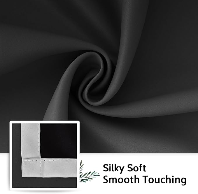SimpleHome Ombre Room Darkening Curtains for Bedroom, Gradient Black to Grey White Light Blocking Thermal Insulated Grommet Window Curtains/Drapes for Living Room,2 Panels, 52x54 inches Length