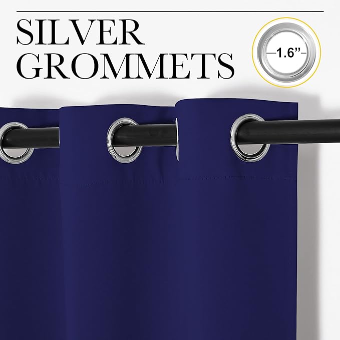 NICETOWN Blackout Draperies Curtains, All Season Thermal Insulated Solid Grommet Top Blackout Curtains/Drapes for Kid's Room (Royal Blue, 1 Pair, 34 x 45 inches)