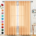 SpaceDresser Basic Rod Pocket Sheer Voile Window Curtain Panels White 1 Pair 2 Panels 60 Width 72 Inch Long for Kitchen Bedroom Children Living Room Yard（Beige，60Wx 72L）