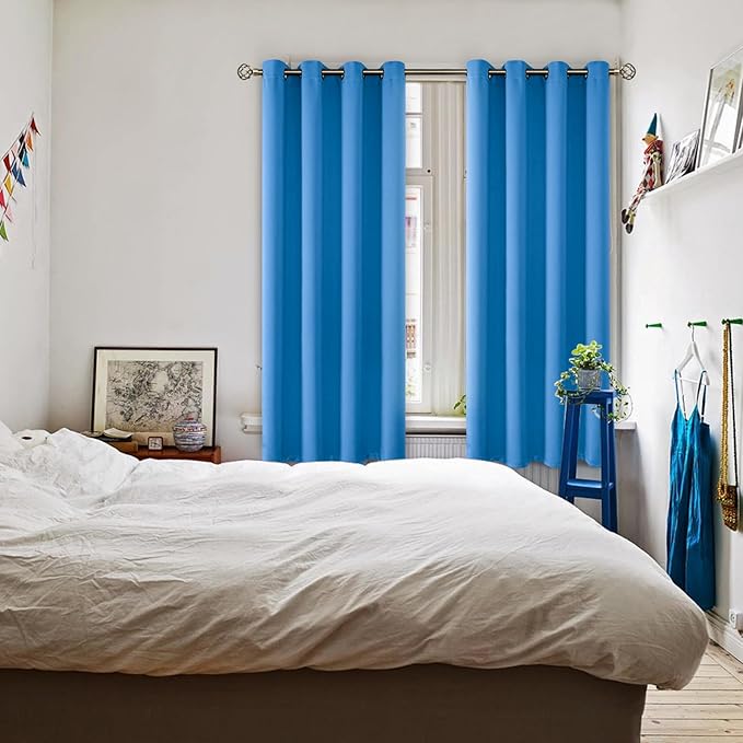 BGment Room Darkening Curtains 72 Inches Long - Grommet Thermal Insulated Drapes Window Treatment Curtains for Bedroom, 2 Panels, 52 x 72 Inch, Classic Blue