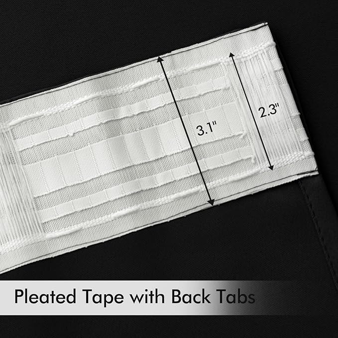 MIULEE Back Tab Blackout Curtains 105 Inch Long 2 Panels Set for Living Room Bedroom, Halloween Black Rod Pocket/Pinch Pleated Thermal Insulated Room Darkening Light Blocking Floor to Ceiling Drapes