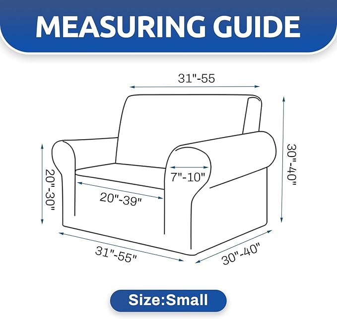 KEKUOU Stretch Single Sofa Slipcover 1 Piece Couch Sofa Cover (31"-55") Furniture Protector 1 Seater Sofa with Elastic Bottom for Kids,Pet.Jacquard Small Checked Pattern Fabric(Small,Chocolate)