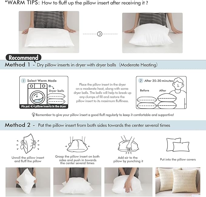 MIULEE Throw Pillow Insert Premium Pillow Stuffer Sham Rectangle for Decorative Cushion Bed Couch Sofa 12x22 Inch