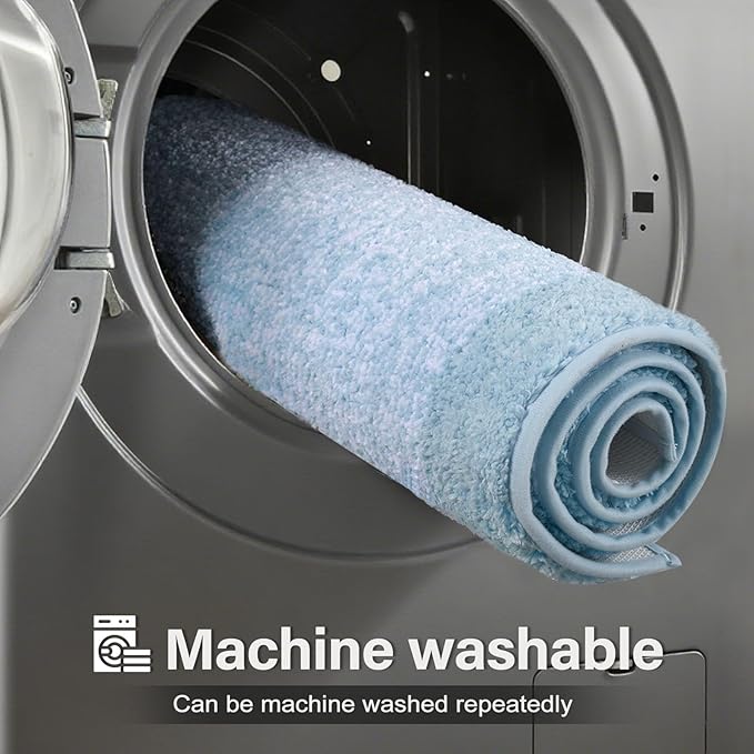 36x24 Large Bathroom Rugs Washable Non Slip, Light Blue Bath Mat for Bathroom Floor Tub, Soft Absorbent Quick Dry Mats for Shower, Bathtub,Home Decor