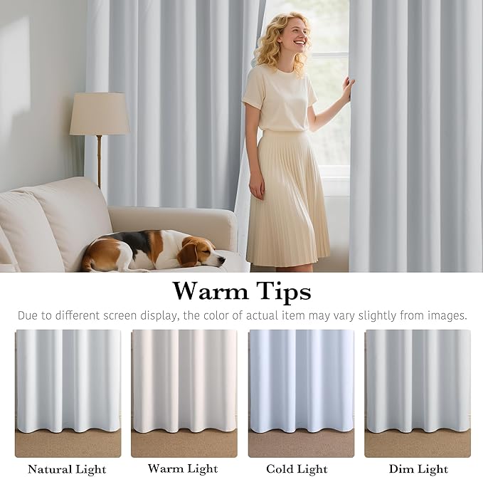 RYB HOME White 100% Blackout Curtains, Short Thermal Insulated Heat & UV Blocking Total Room Darkening Privacy Drapes for Small Window, Width 34 by Length 48, White, 2 Panels