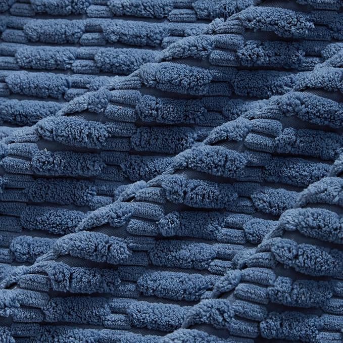 Fancy Homi 4 Packs Dusty Blue Decorative Throw Pillow Covers 26x26 Inch for Living Room Couch Bed Sofa, Rustic Farmhouse Boho Home Decor, Soft Plush Striped Corduroy Square Cushion Case 66x66 cm