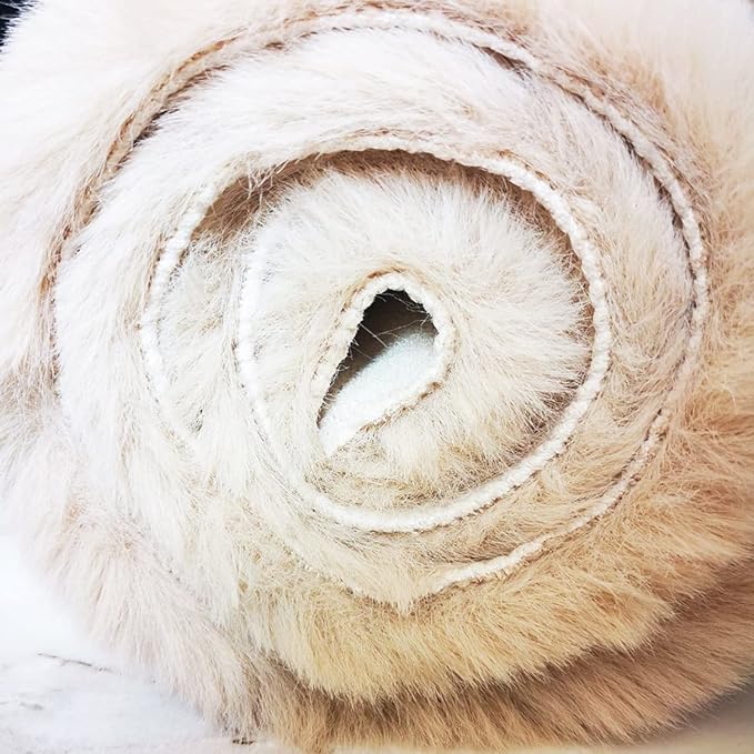 Ghouse Faux Rabbit Fur Round Rug 4ft Light Brown Beige Round Rugs for Bedroom Decor Fluffy Area Rugs for Living Room, no-Shedding Carpet Sheepskin Washable Rug Rome Decor