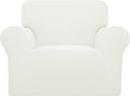 Easy-Going Stretch Chair Sofa Slipcover 1-Piece Couch Sofa Cover Furniture Protector Soft with Elastic Bottom for Kids, Pet. Spandex Jacquard Fabric Small Checks (Chair, Cream)
