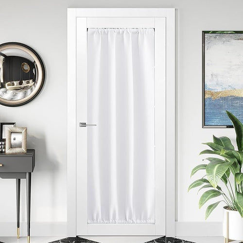 1 Panel Blackout Door Curtain, Thermal Insulated Privacy Window Covering for Patio French Front Door Sidelight Curtain, Rod Pocket and Ceiling Track, W36 x L72 inch, Pure White