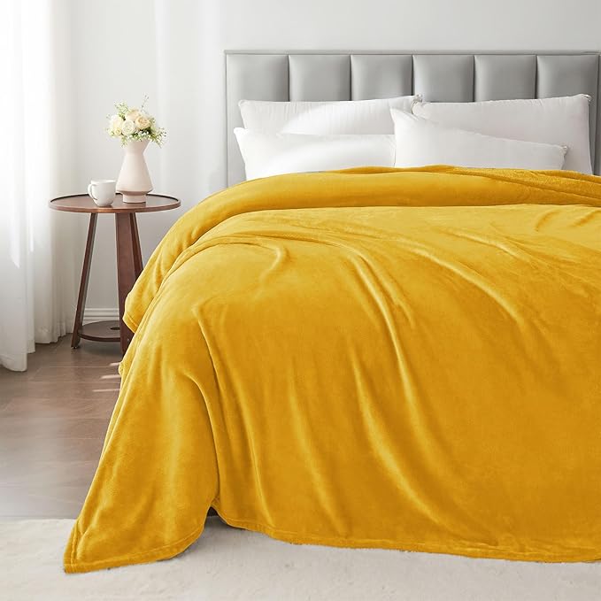 BEDELITE Fleece Blanket Yellow Throw Blanket for Couch & Bed, Luxury Plush Cozy Fuzzy Blanket 50" x 60", Super Soft Warm Lightweight Throw Blanket for Travel Camping