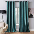 MIULEE 2 Panels Blackout Velvet Curtains Solid Soft Grommet Teal Curtains Thermal Insulated Soundproof Room Darkening Long Black Out Drapes/Panels for Living Room Bedroom 52 x 96 Inch Length