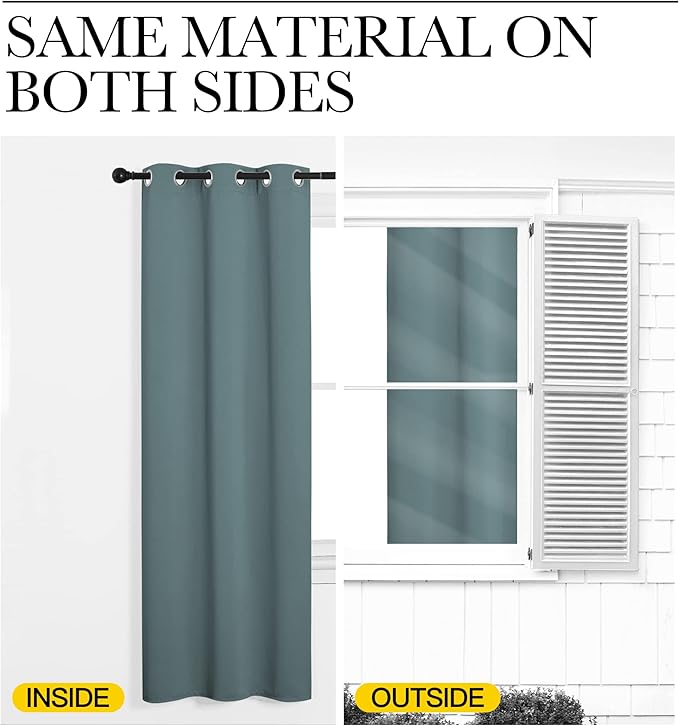 NICETOWN Modern Blackout Curtains Noise Reducing, Greyish Blue, 2 Panels, W55 x L102 -Inch, Thermal Insulated and Privacy Room Darkening Drape Panels for Boy's Guest Room Door Window