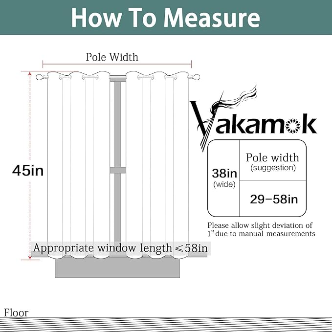 Yakamok Blackout Curtains Room Darkening Thermal Insulated Window Panels,Solid Grommet Top Drapes for Bedroom/Living Room(38x45 Inch, Stone Blue, 2 Panels)