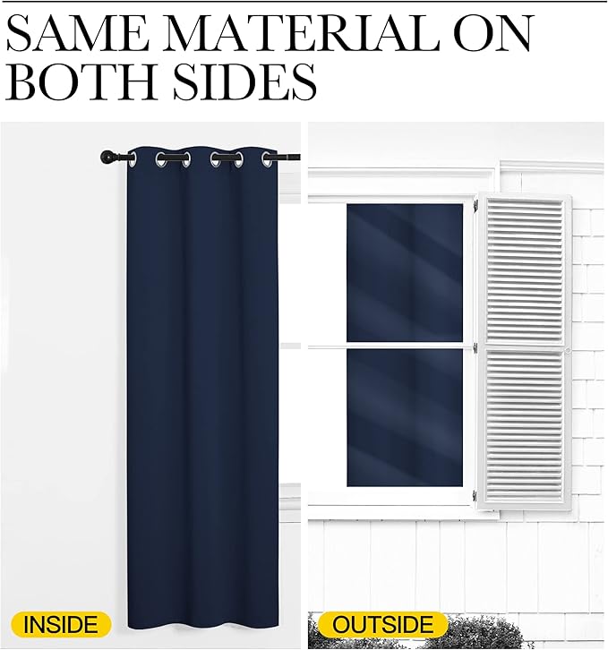 NICETOWN Blackout Draperies Curtains, All Season Thermal Insulated Solid Grommet Top Blackout Curtains/Drapes for Kid's Room (Navy, 1 Pair, 42 x 40 inches)