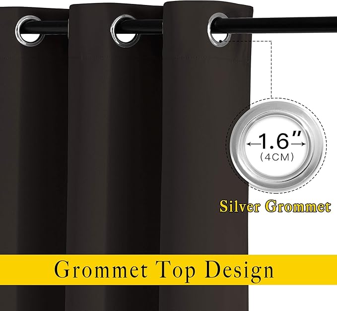 NICETOWN Blackout 102 inch Curtains for Living Room, Grommet Thermal Insulated Room Darkening Curtains for Bedroom/Living Room, 2 Panels, W52 x L102, Toffee Brown