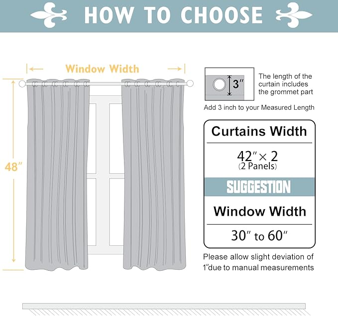 ChrisDowa Blackout Curtains 48 inches Long for Bedroom - 2 Panels Set Grommet Thermal Insulated Room Darkening Curtains for Living Room (Dark Grey, 42 x 48 Inch)