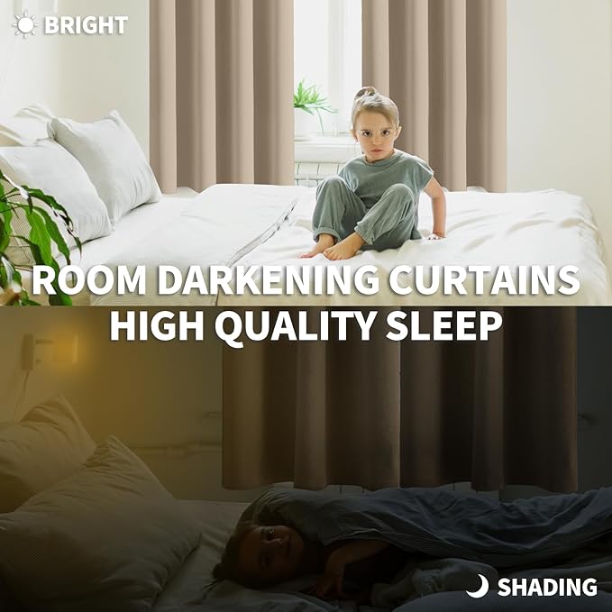 BGment Blackout Curtains - Grommet Thermal Insulated Room Darkening Bedroom and Living Room Curtains, Set of 2 Panels (52 x 72 Inch, Sand)