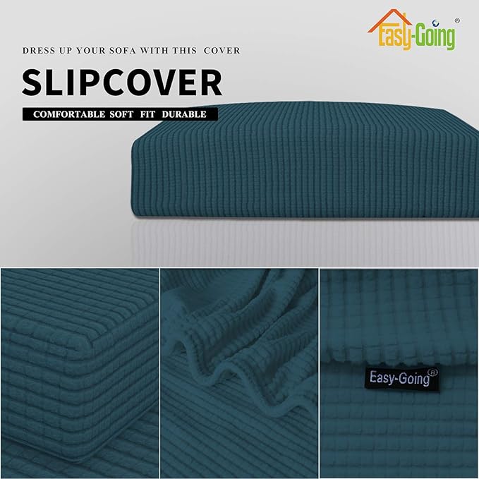 Easy-Going Stretch Chair Cushion Cover Sofa Cushion Furniture Protector Sofa Seat Sofa Slipcover Sofa Cover Soft Flexibility with Elastic Bottom(Chair Cushion, Deep Teal)
