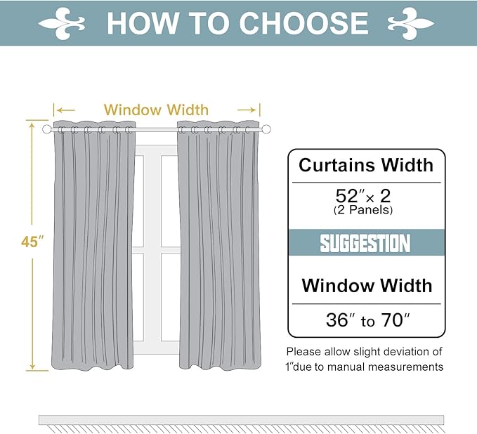 ChrisDowa Grommet Blackout Curtains for Bedroom and Living Room - 2 Panels Set Thermal Insulated Room Darkening Curtains (Royal Blue, 52W x 45L)