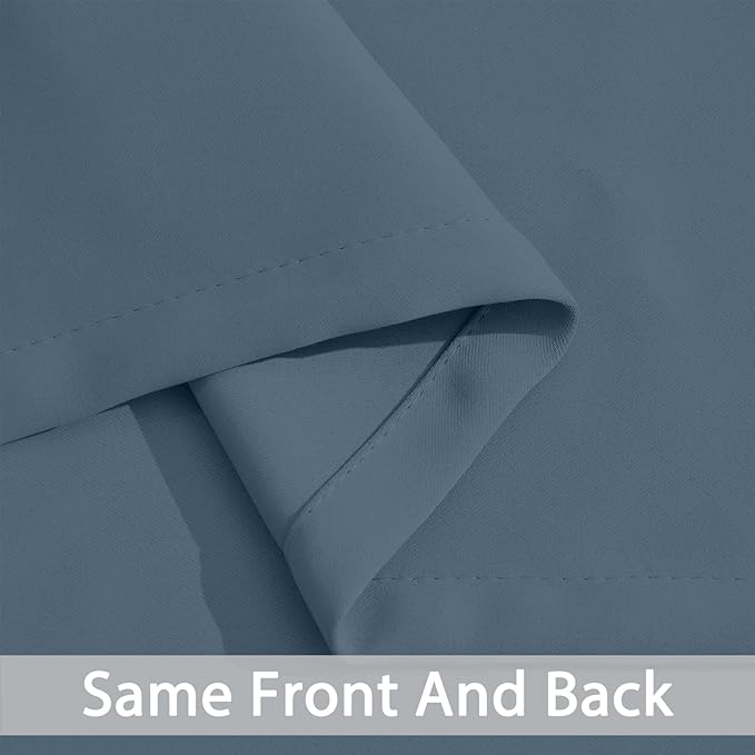 Yakamok Blackout Curtains Room Darkening Thermal Insulated Window Panels,Solid Grommet Top Drapes for Bedroom/Living Room(52x108 Inch, Stone Blue, 2 Panels)