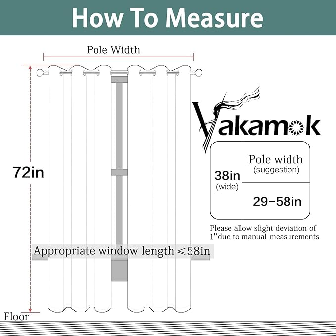 Yakamok 72 Inch Long Blackout Curtains for Bedroom, Thermal Insulated Room Darkening Curtains, Light Blocking Blackout Drapes for Living Room- 2 Panels,38x72 Inch, Charcoal Grey