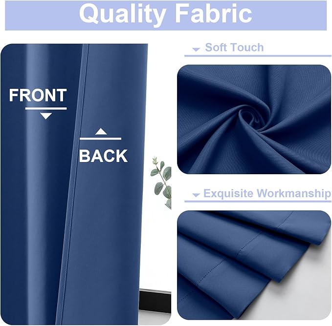 Simplebrand Ava Royal Blue Blackout Curtains for Bedroom 84 Inch Length 2 Panels Set, Solid Thermal Insulated Privacy Nursery Window Treatment Curtains Blackout Drapes, W40 x L84 Inch, Royal Blue