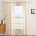 MIULEE 2 Panels Solid Color Sheer Window Curtains Elegant Window Voile Panels/Drapes/Treatment for Bedroom Living Room (54 X 84 Inches Cream Beige)