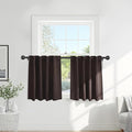 Pony Dance Short Curtains for Bathroom Window, Small Half Drapes for Kitchen Windows, Energy Saving Curtain Tiers for Basement, 29W x 30L, Brown, 2 Pieces