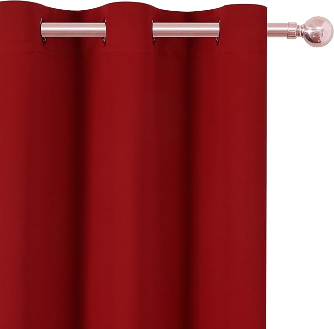 LEMOMO Red Blackout Curtains 42 x 63 Inch/Red Curtains Set of 2 Panels/Room Darkening Bedroom Curtains