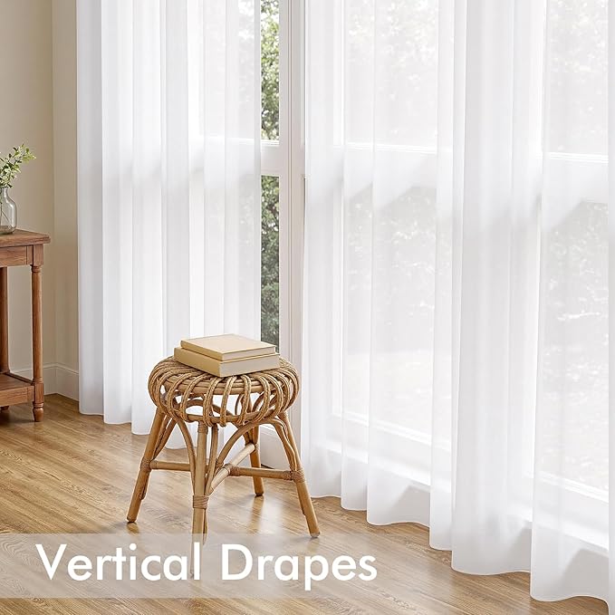 MIULEE White Sheer Curtains 102 Inches Long 4 Panels Set, Light Filtering Rod Pocket Drapes for Living Room and Bedroom, Airy Soft Breathable Voile Window Treatments, 42W x 102 Inches