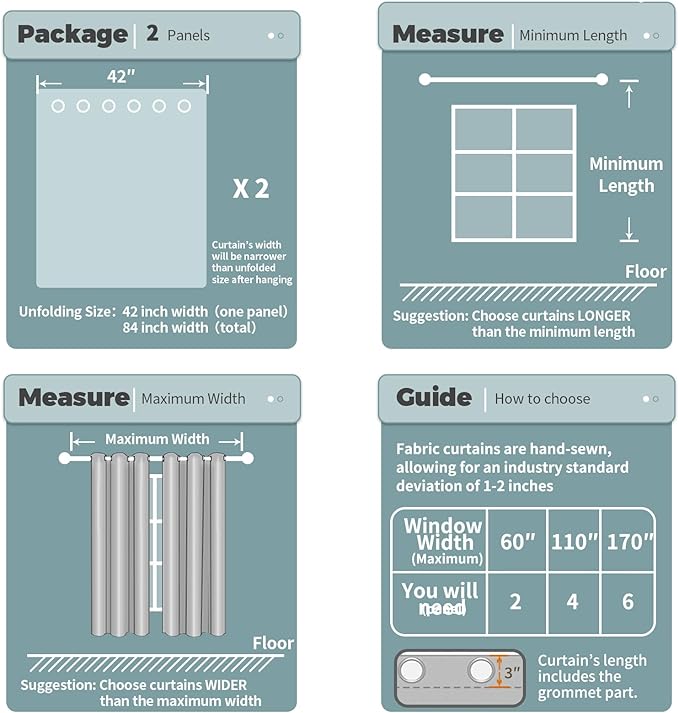BGment Room Darkening Curtains 63 Inches Long - Grommet Thermal Insulated Drapes Window Treatment Curtains for Bedroom, 2 Panels, 42 x 63 Inch, Sky Blue