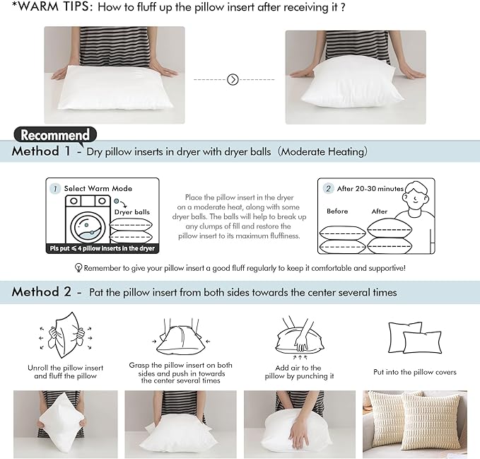MIULEE Pillow Insert 12x20 Inch, Decorative Rectangle Throw Pillow Insert, Premium Fluffy Pillow Forms Stuffer for Sofa Couch Living Room