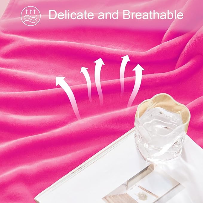 Exclusivo Mezcla Fleece Blanket Twin Size for Bed, Super Soft and Warm, All Season, Cozy, Plush, Lightweight, 60x80 Inches Hot Pink
