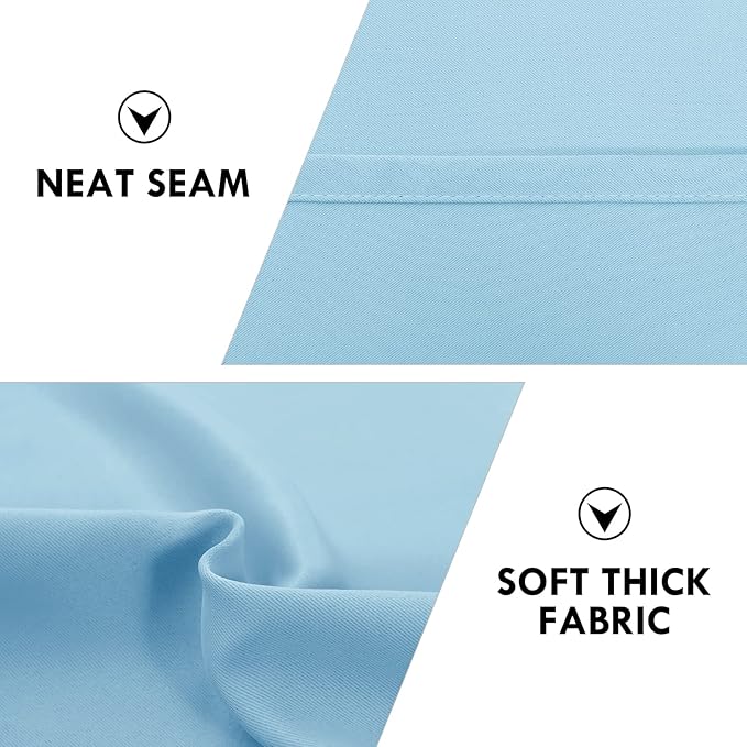 DWCN Blackout Curtains Room Darkening Thermal Insulated Bedroom Curtains Window Treatments, 42 x 45 inches Long, Set of 2 Light Blue Rod Pocket Drapes