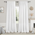 White Semi Sheer Linen Curtains 92 inch Length for Living Room Back Tab Rod Pocket Modern Farmhouse Coastal Decor Off White Cotton Textured Gauze Curtains 92 inches Long for Dining Room Office