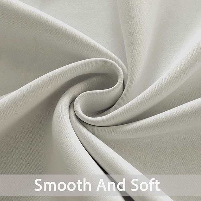 Yakamok 84 Inch Long Light Blocking Window Curtains Thermal Insulated Room Darkening Drapes for Bedroom,Solid Grommet Top Window Panels, 38x84 Inch, Light Beige, One Pair