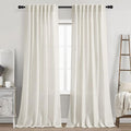 Nanspring Cream Linen Curtains 87 Inches Long for Bedroom Back Tab Light Filtering Privacy Sheer Curtains Modern Farmhouse Coastal Decor Cotton Textured Gauze Curtain for Bathroom 2 Panel Set 52x87
