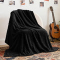 BEDELITE Fleece Blanket Throw XL for Bed Couch, 3D Jacquard Decorative Black Throw, Soft and Cozy Warm Plush Fuzzy Blanket All Seasons Suitable, 50x70Inches