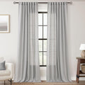 Linen Blend Grey Curtains for Living Room Back Tab Modern Farmhouse Semi Sheer Light Gray Curtains 96 inches Long 2 Panels Set Muted Neutral Cotton Texture Window Curtain for Dining Room Bedroom